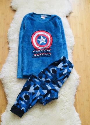 9-10 лет, marvel пушистая флисовая пижама captain america. мягкая, пижама на манжетах стан идеал