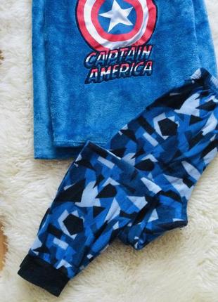 9-10 лет, marvel пушистая флисовая пижама captain america. мягкая, пижама на манжетах стан идеал2 фото