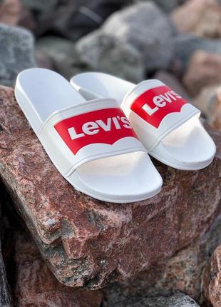 Сланцы женские levi's, белые (левис, резиновые шлепки, шлепанцы, вьетнамки, сабо, тапочки)1 фото