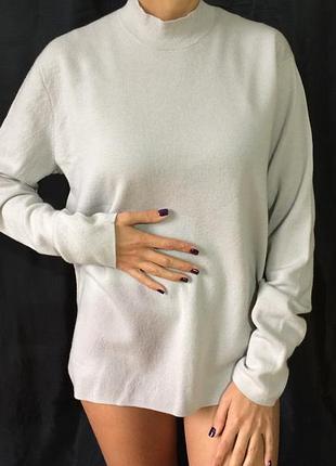 Кашемировый свитер с горлом цвет дымчато- голубой