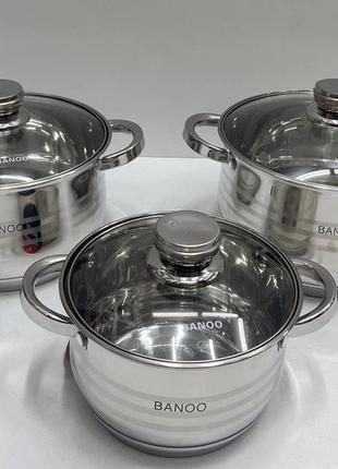 Набір посуду на 6 предметів banoo bn 5002 з неіржавкої сталі3 фото
