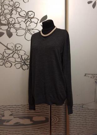 Брендовый шерстяной теплый свитер джемпер пуловер большого размера шерсть мериносовая4 фото