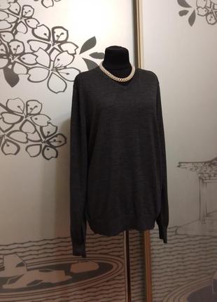 Брендовый шерстяной теплый свитер джемпер пуловер большого размера шерсть мериносовая3 фото