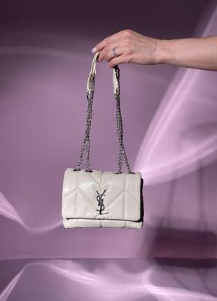 Жіноча сумка puff mini cream/silver6 фото
