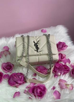 Жіноча сумка puff mini cream/silver5 фото