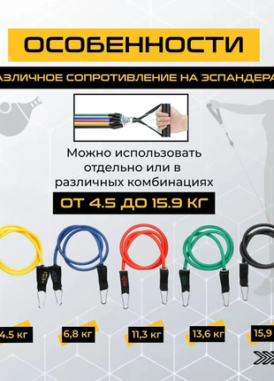 Еспандер гума для зарядок exercise pipe, еспандер гумовий джгут вправи, фітнес гумки 5 в 16 фото