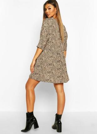 Леопардовое платье boohoo в свободном стиле, s/m2 фото