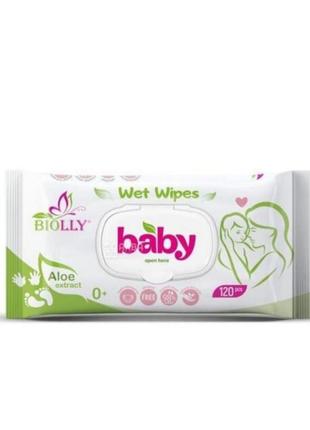 Вологі серветки baby aloe 10 шт в ящику по 120 серветок1 фото