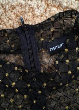 Боди в сеточку с золотым принтом