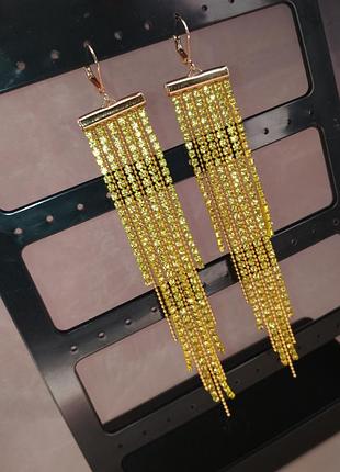 Праздничные серьги из страз ′yellowshine′