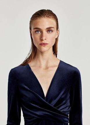 Zara, велюровое, бархатное, платье, платье, миди, на запах2 фото