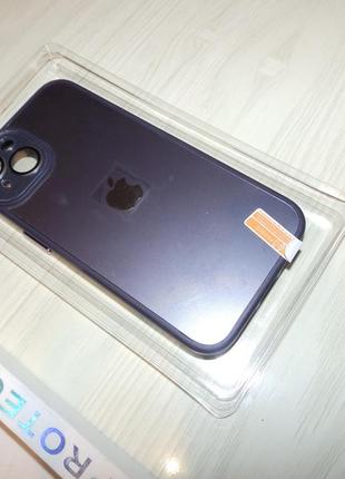 Чохол для iphone 13 скляний матовий + скло на камеру з мікрофіброю tpu + glass deep purple3 фото