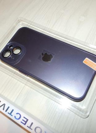 Чохол для iphone 13 скляний матовий + скло на камеру з мікрофіброю tpu + glass deep purple5 фото