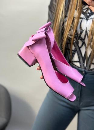 Жіночі босоніжки із натуральної шкіри з бантиками 1520/4