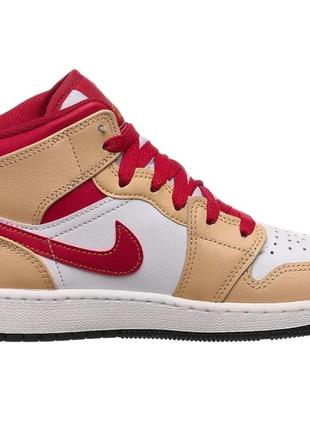 Кроссовки женские jordan 1 mid light cardinal curry оригинал4 фото