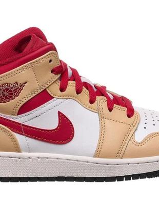 Кроссовки женские jordan 1 mid light cardinal curry оригинал3 фото