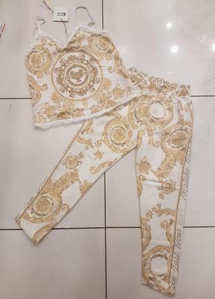 Льняний літній костюм,майка+ штанці, розмір хл