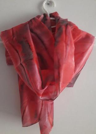 Красивый розовый с серым шелковый шарф шаль ideen in stoff шов роуль2 фото