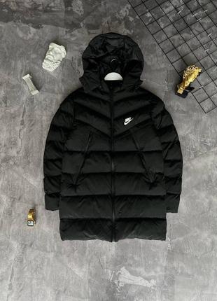 Тепла подовжена куртка lux nike (куртка найк)