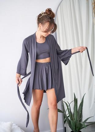 Жіночий комплект для дому та сну з трикотажу, халат і піжама l-xl