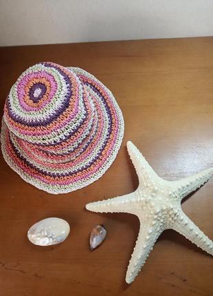 Шляпка панама для девочки из рафии