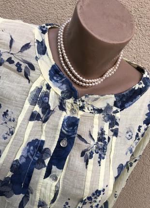 Легкая,воздушная,немного прозрачная блузка,рубаха в цветочный принт,хлопок4 фото
