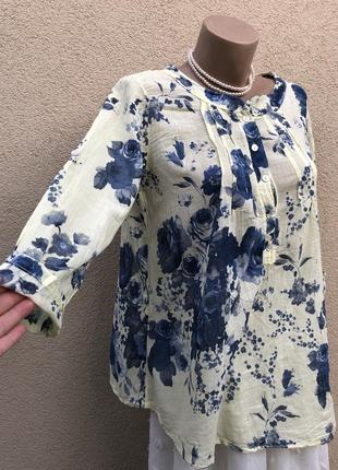 Легкая,воздушная,немного прозрачная блузка,рубаха в цветочный принт,хлопок7 фото