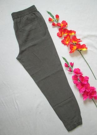 Суперовые натуральные модные летние брюки джоггеры сафари хаки высокая посадка m&s.6 фото