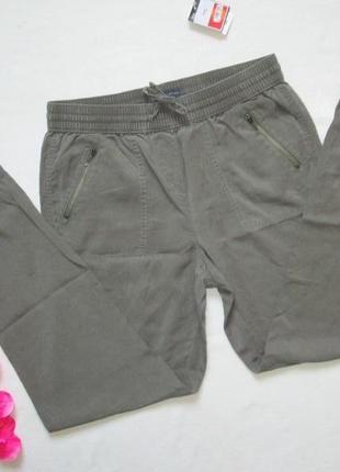 Суперовые натуральные модные летние брюки джоггеры сафари хаки высокая посадка m&s.2 фото