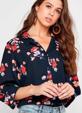 Брендовая красивая блузка "vero moda" с цветочным принтом. размер l.