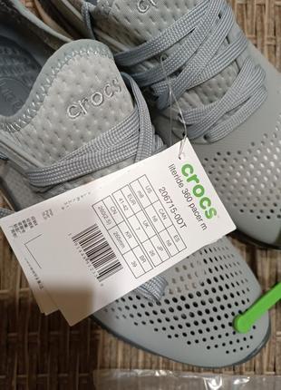 Мужские кроссовки crocs literide 360 pacer light grey slate grey.4 фото