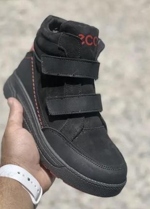 Кожаные детские ботинки на липучках черные / качетвенные зимние ботинки на липучках чёрное из натуральной кожужи2 фото
