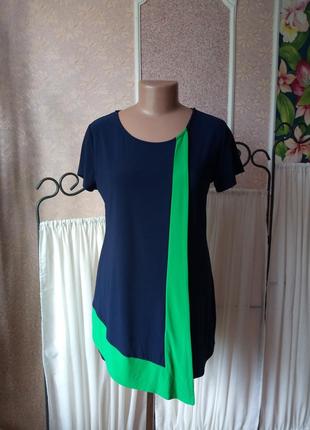 Стильная комбинированная блузка туника nina leonard.1 фото