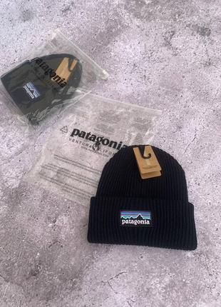 Чорна шапка patagonia, шапка патагонія, тепла зимова шапка patagonia, шапка