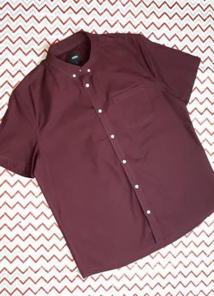 😉1+1=3 фирменная бордовая мужская рубашка с коротким рукавом burton, размер 48 - 50