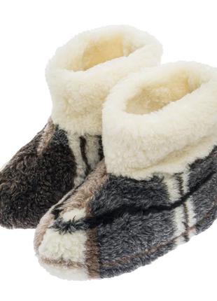 Чуни мужские из шерсти мериносовой овчины в крупную клетку