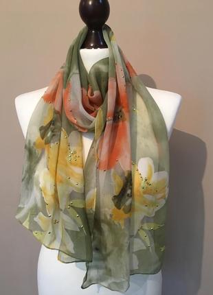 Вінтажний шовковий хустку шарф палантин твилли в стилі leonard gucci hermes