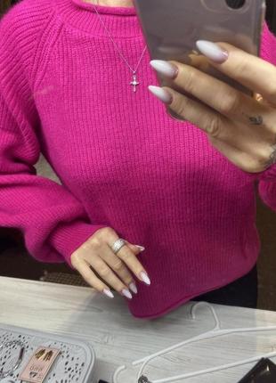 Последняя осень зима ярка розовая повязка мягкая теплища кофта светер по цене такой 30% шерсть -xs s m 44-466 фото