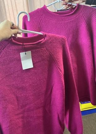 Последняя осень зима ярка розовая повязка мягкая теплища кофта светер по цене такой 30% шерсть -xs s m 44-467 фото