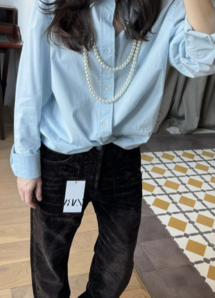 Zara relaxed velvet mid-rise jeans джинси з вельветовим фінішем
