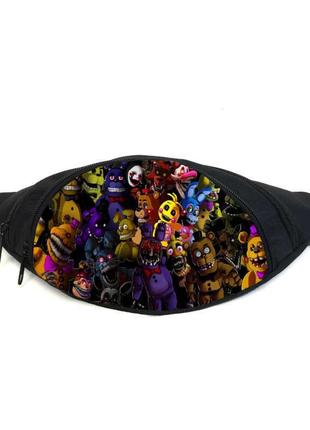 Поясная сумка бананка фнаф аниматроники (gb-fnaf 5 ночей с фредди 04) gear bag черная1 фото