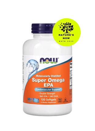 Now foods супер омега 3 двойная концентрация, рыбий жир - 120 капсул / сша