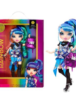 Rainbow high junior high special edition holly de'vious - сине-зеленая модная кукла 9 дюймов с аксессуарами и мягким рюкзаком1 фото