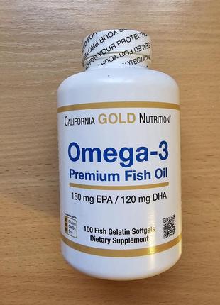 California gold nutrition, омега-3, риб'ячий жир, 100 капсул