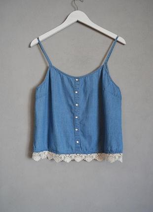 Джинсовая маечка майка топ на тонких бретелях denim co