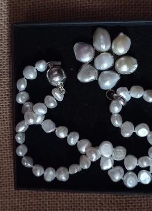 Ожерелье. кольє. перли, срібло, жемчуг.4 фото
