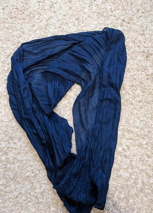 Синій шарф тонкий, темно синій шарф жіночий, легкий шарф темний
