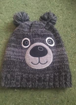 Шапка детская вязаная на флисе