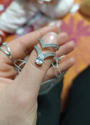 Шикарное двойное серебряное кольцо 925 проби3 фото