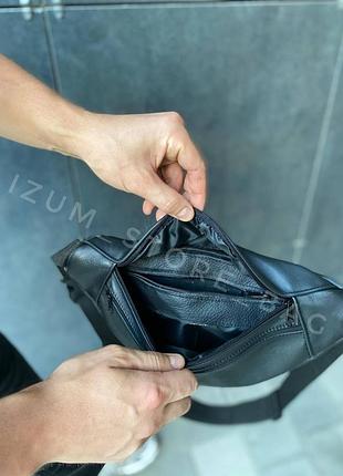 Кожаная поясная сумка бананка / сумка через плечо на пояс / натуральная кожа левов